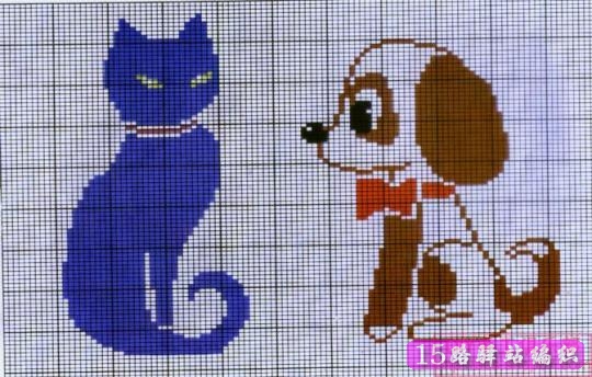 小狗和小猫毛衣配色图案|棒针编织图解