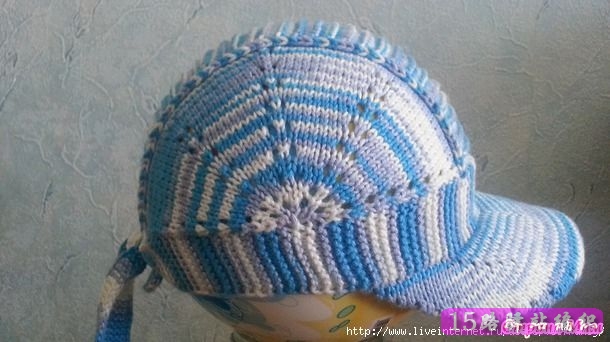男童半球形的带帽檐的帽子织法