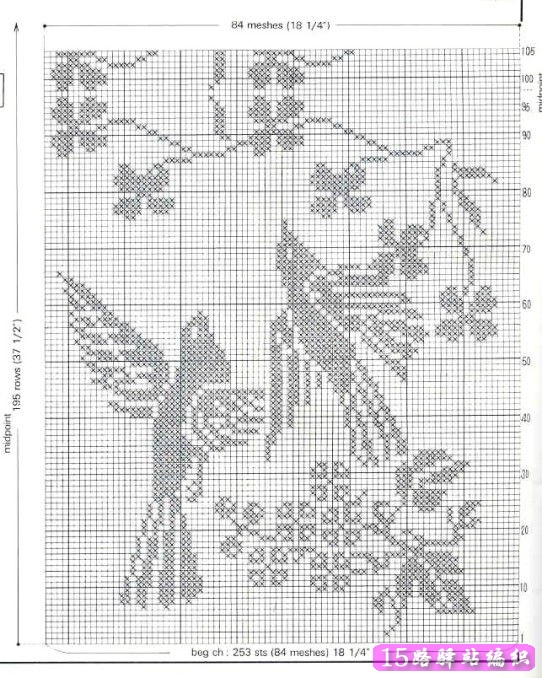 鸟儿,花儿网格钩针图案大全,以及相关作品图片