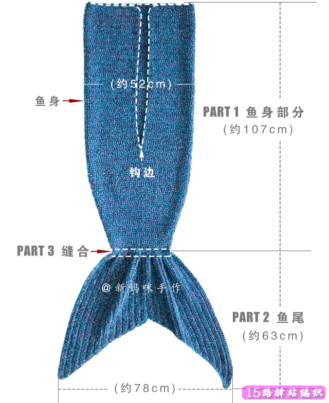 美人鱼毯子的钩法图解,视频(新妈咪手作)