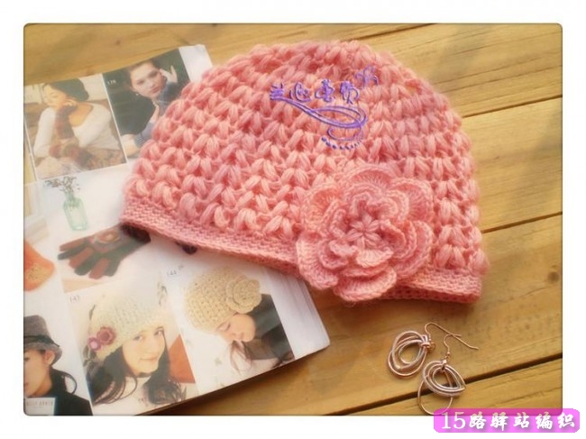 女童花朵帽子的钩法图解,钩女孩帽子花样及图