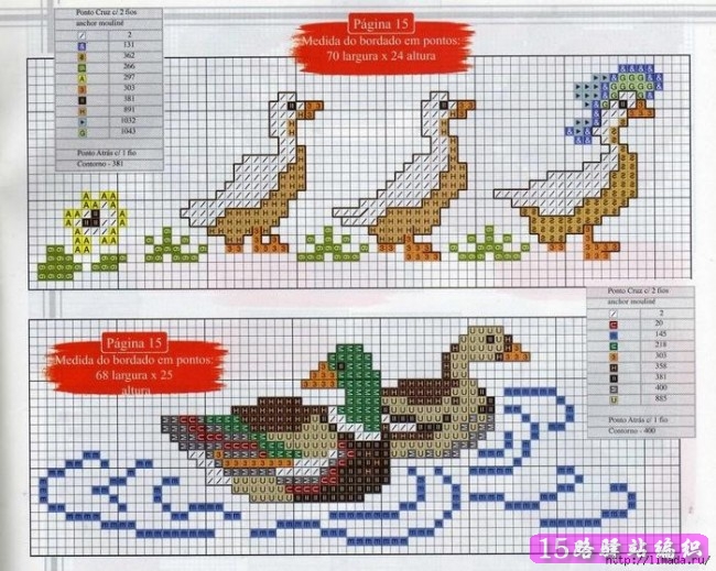 小鸡,小鸭,小刺猬图案图解|十字绣图案及作品