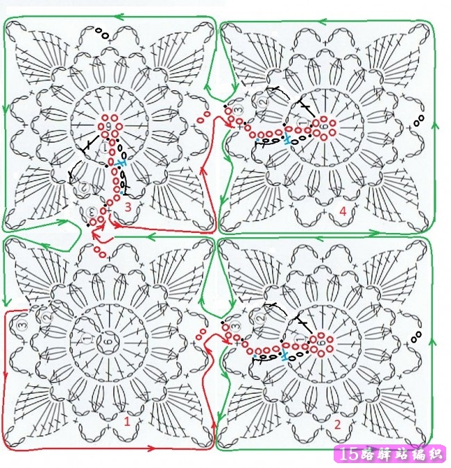 时尚宽松的拼花美衣图片,有花样图解|钩针花样图解