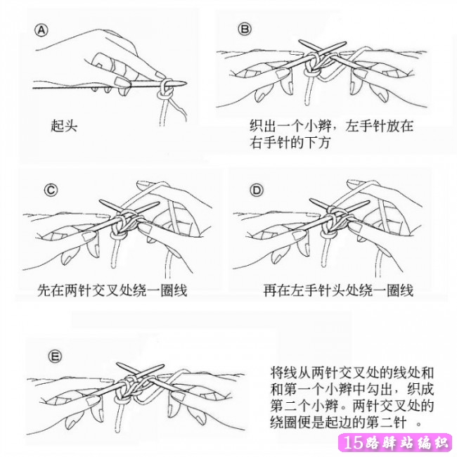 用棒针织出来的双辫子起头法这样织平针边就不会卷边了