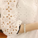 2012新款韩版镂空娃娃领白色连衣裙